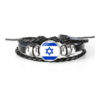 Pulsera cuero acero Bandera redonda