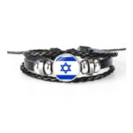 Pulsera cuero acero Bandera redonda
