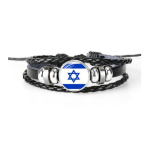 Pulsera cuero acero Bandera redonda