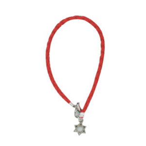 Pulsera cadena cuero roja Maguen David