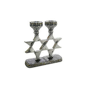 Candelabro Shabat cerámica metalizada Maguen David