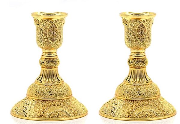 Candelabro compactos Filigrana dorados10 cmts