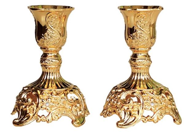 Candelabro compactos Flores dorados 10 cmts