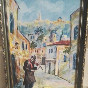 Cuadro violinista en piedra  46 x 35 cmts