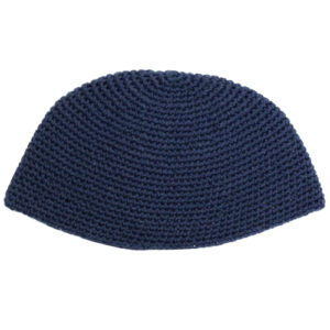 Kipá tejida grande azul oscuro  21 ctms.