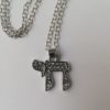 Cadena y dije hey Yud plateado con piedras brillantes