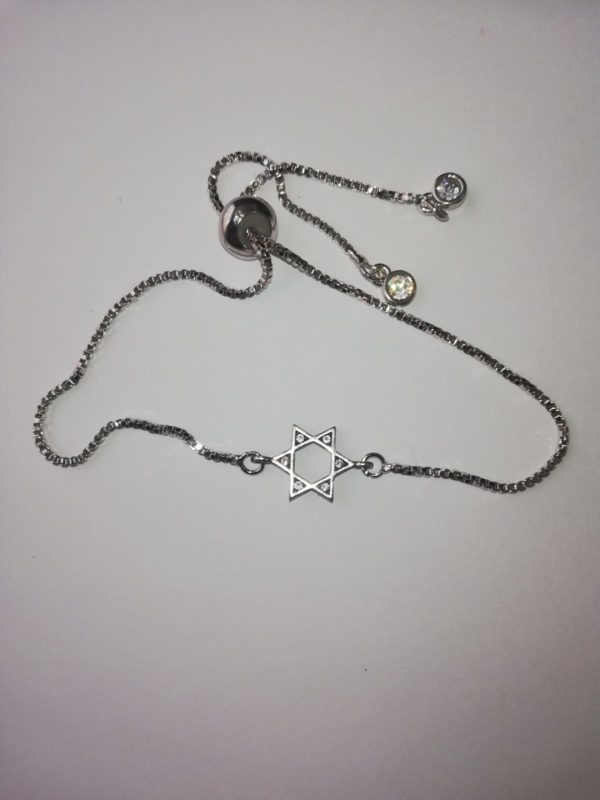 Pulsera de dama en plata con dije Magüen David incrustación de piedras