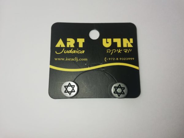 Aretes de seguridad Magüen David plateado acero #3