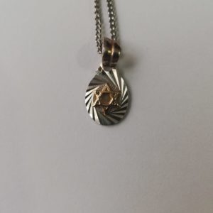 Dije Magüen David plata y oro con cadena metálica