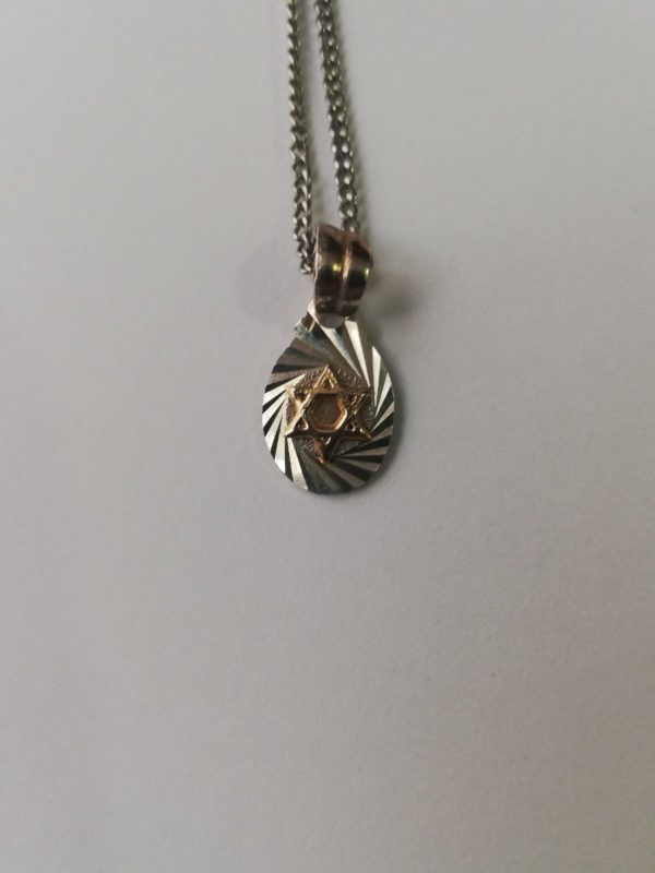 Dije Magüen David plata y oro con cadena metálica