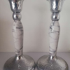 Candelabros en aluminio martillo con incrustación pintada tipo mármol