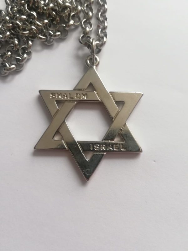 Dije y cadena Magüen David plateada 5 ctms  Shalom Israel