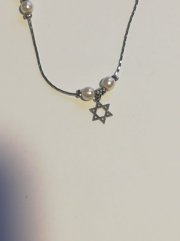 Pulsera dije Magüen David con piedras plateado