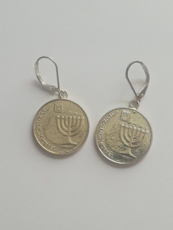 Aretes Menorah Shekalim baño en plata
