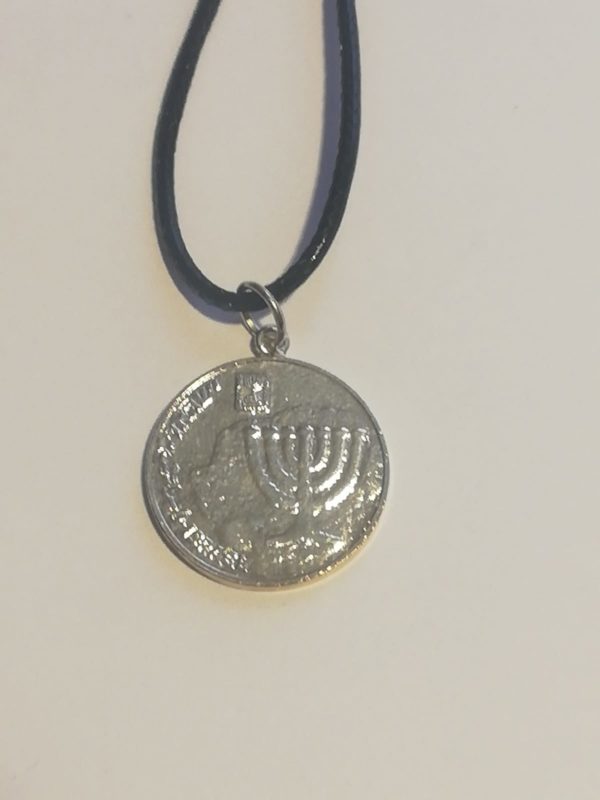 Collar cuero negro Menorah plata 925