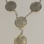 Cadena Menorah 4 Shekalim baño en plata