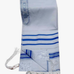 Talit Gadol Rayas azules Lino # 30 61 x 173 ctms.