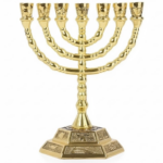 Menorah 12 tribus Dorada metálica 12.7 x 12.2 ctms.