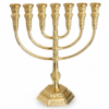 Menorah Jerusalén de siete ramas de color dorado 24 cm
